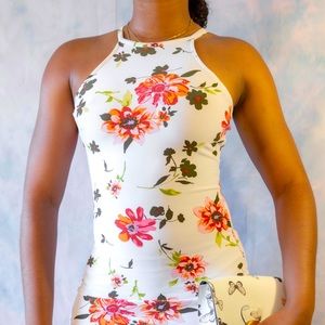 White Floral Midi Dress